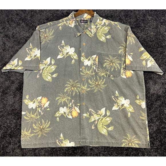 Vintage Faded Glory Authentic Floral Palm Tree Hawaiian Shirt Mens 3XL - Picture 1 of 8